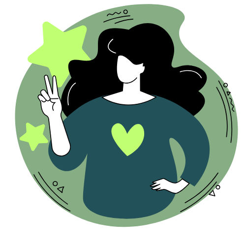 Illustration d’une femme tenant une étoile et un cœur, représentant le soutien thérapeutique et l’accompagnement personnalisé.